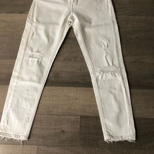 White Jeans distressed ribbed